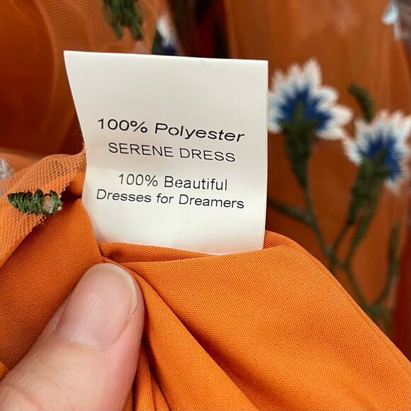NWT Jessakae 3X Serene Floral Dress Orange Floral One Shoulder Embroidered - Picture 15 of 16